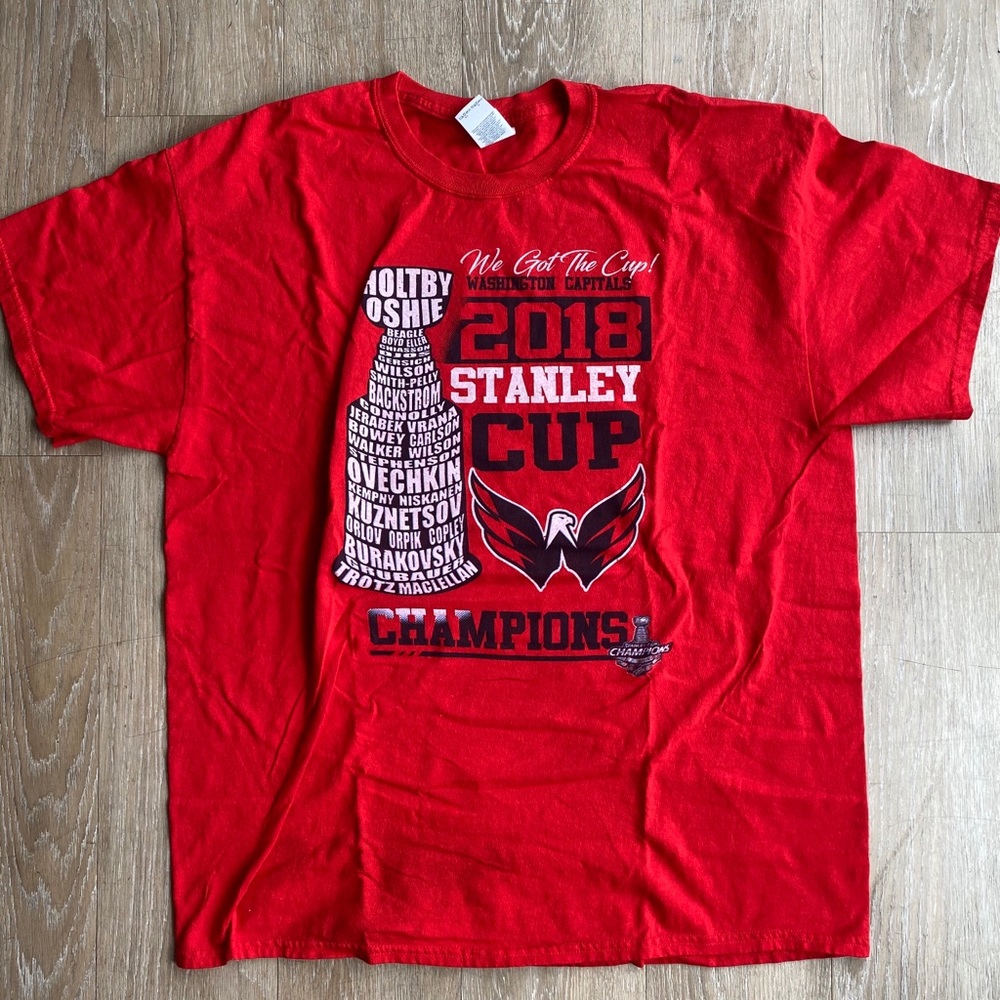 Red Washington Capitals 2018 Champs T Shirt
